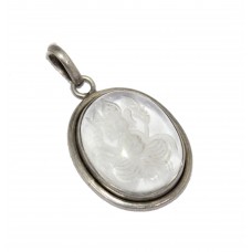 Women 925 Sterling Silver Pendant white crystal gem stone god ganesh P 821